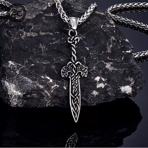 Men's Celtic Dagger Pendant Necklace
